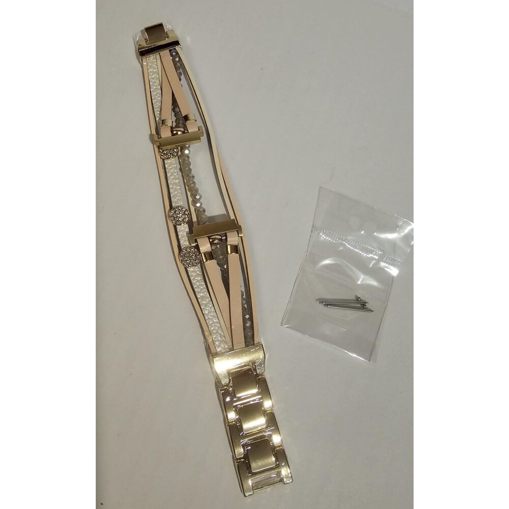 Leather Boho Bracelet Khaki Gold 20 Mm